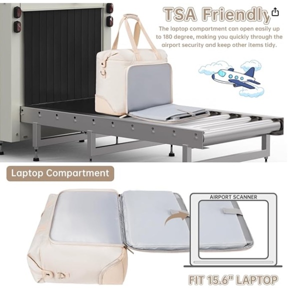 NWT Amazon Cream Weekender Bag with Soft Structure and Versatile Design - Picture 11 of 12